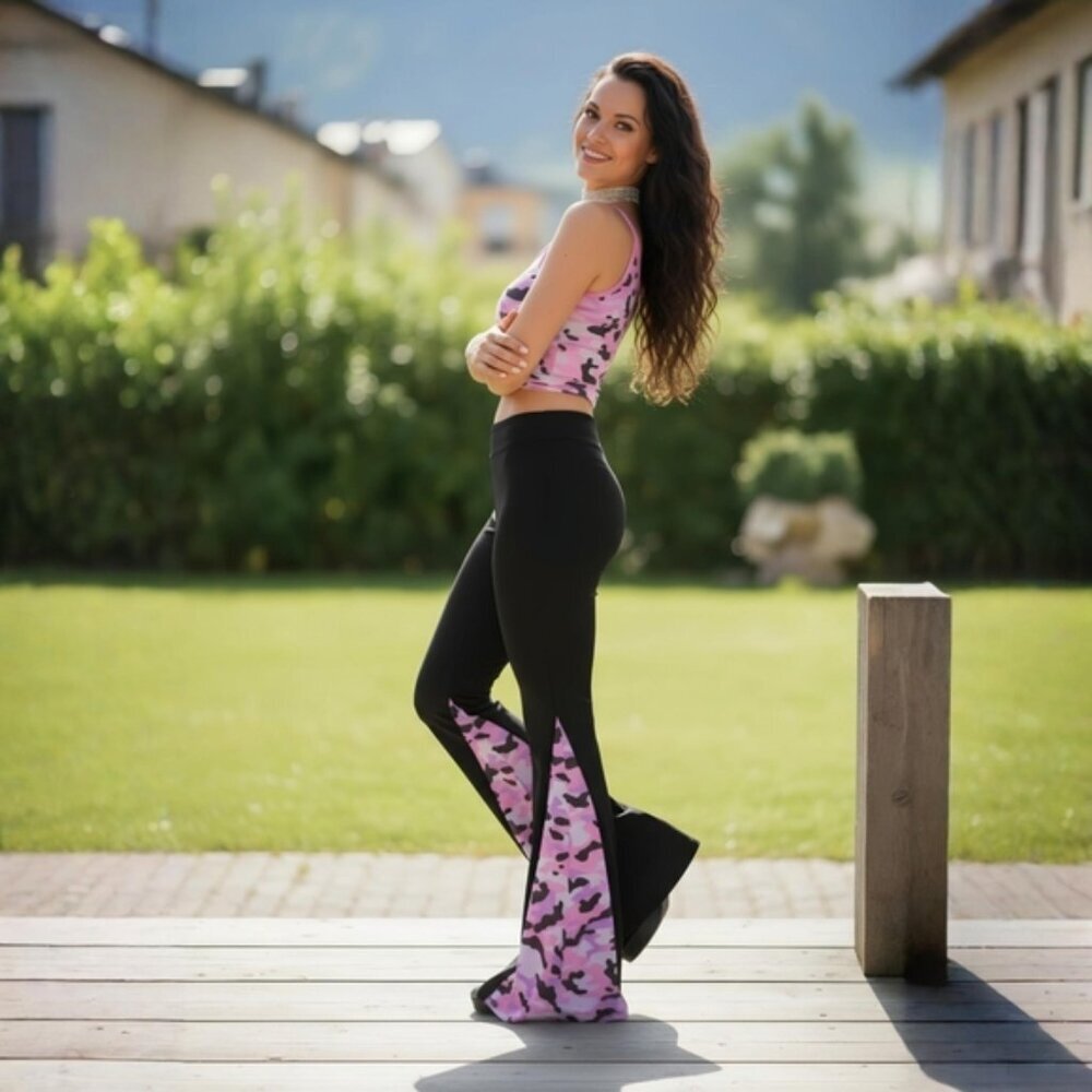 Sugar Thrillz ✦ Snowflake Cadet Flare Jeans ✦ Pink Camo Panel Festival Stretch S - Picture 6 of 10